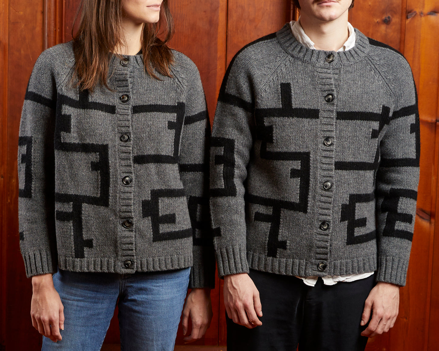 Cardigan, Painter Tape, Grey/Black