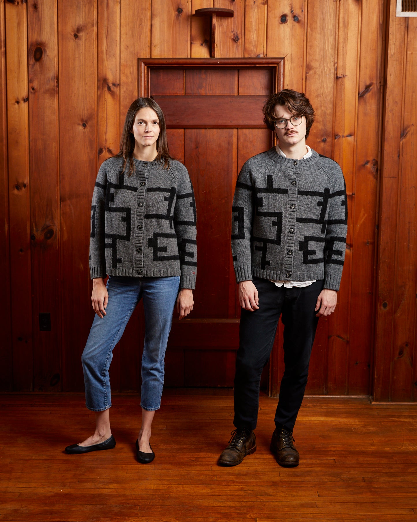 Cardigan, Painter Tape, Grey/Black