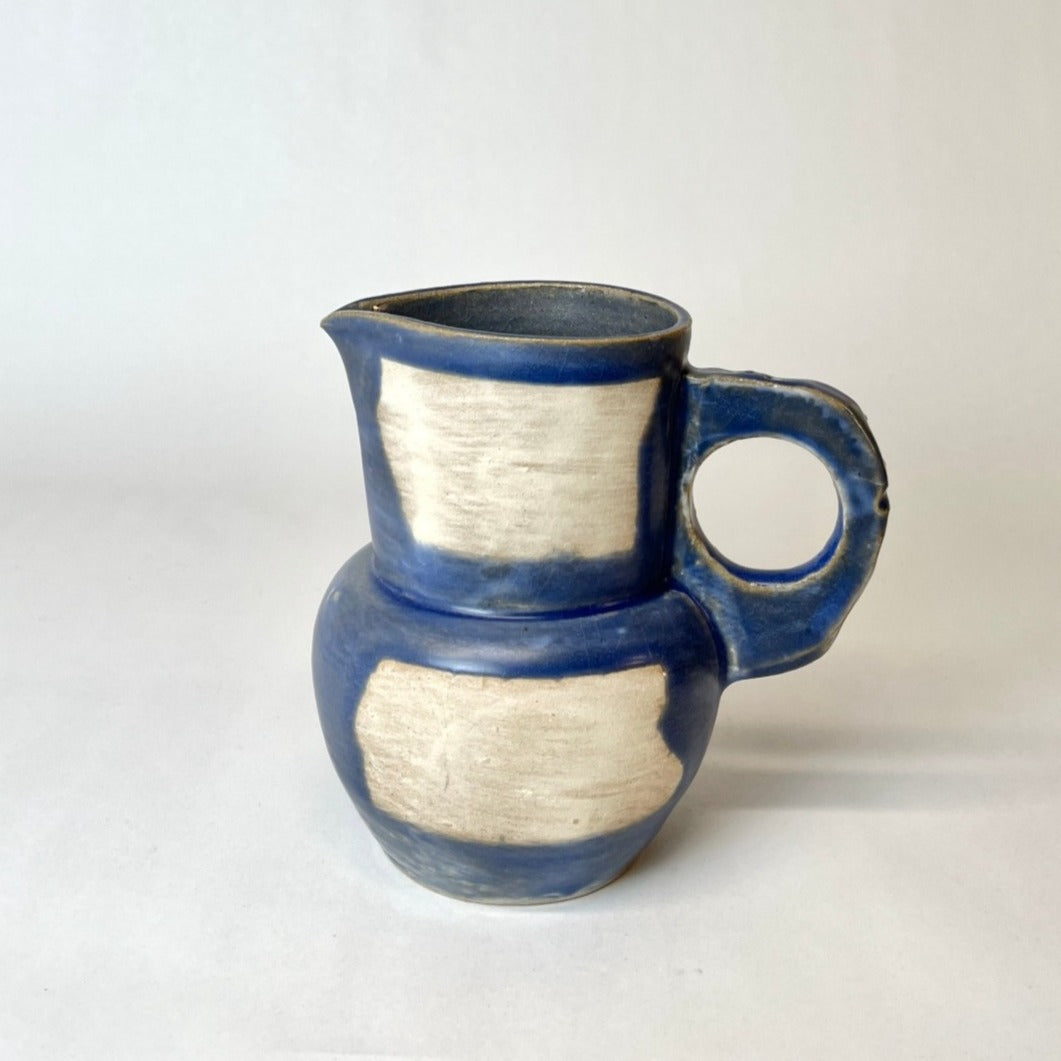 Painter Tape Pitcher, Small Blue/White
