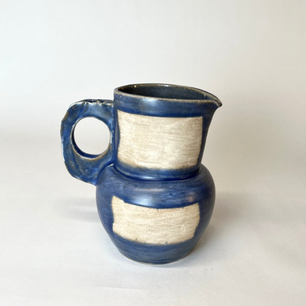 Painter Tape Pitcher, Small Blue/White