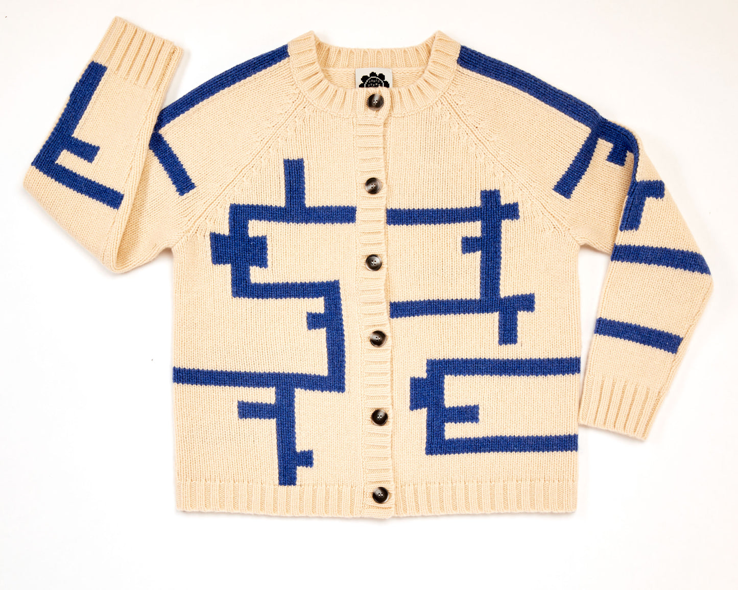 Cardigan, Painter Tape, White/Blue