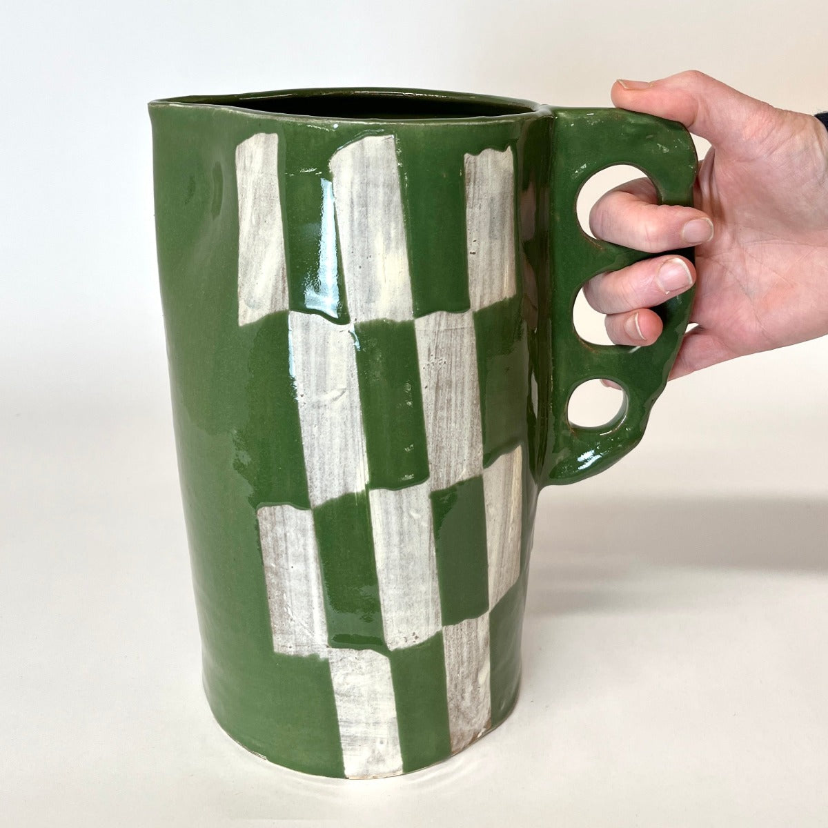 Graph Pitcher, Large Cylinder Green