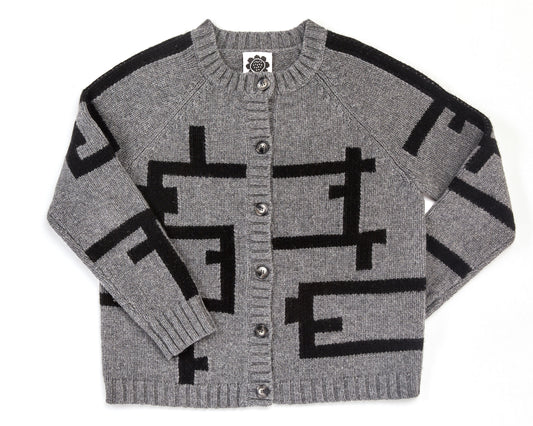 Cardigan, Painter Tape, Grey/Black