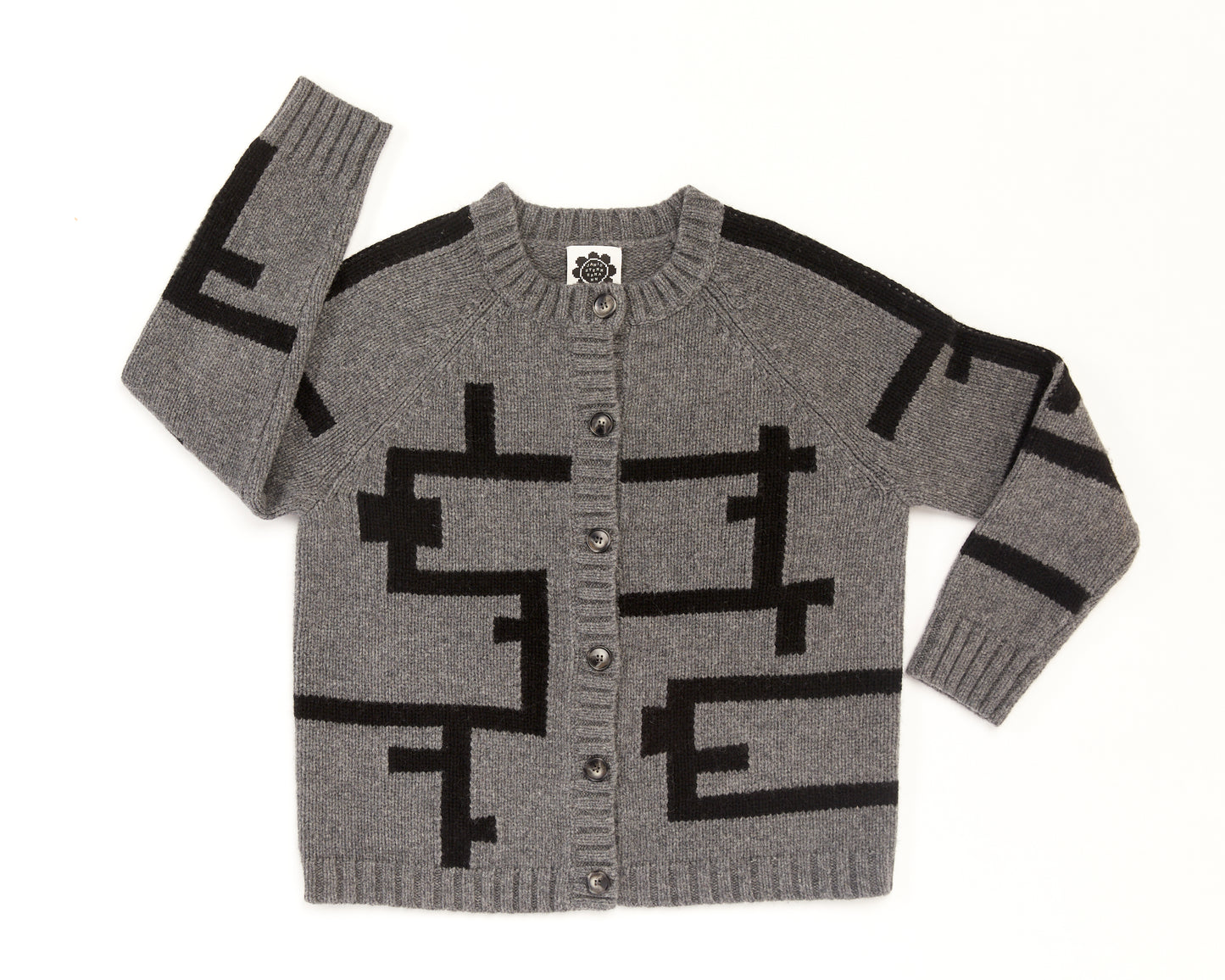 Cardigan, Painter Tape, Grey/Black