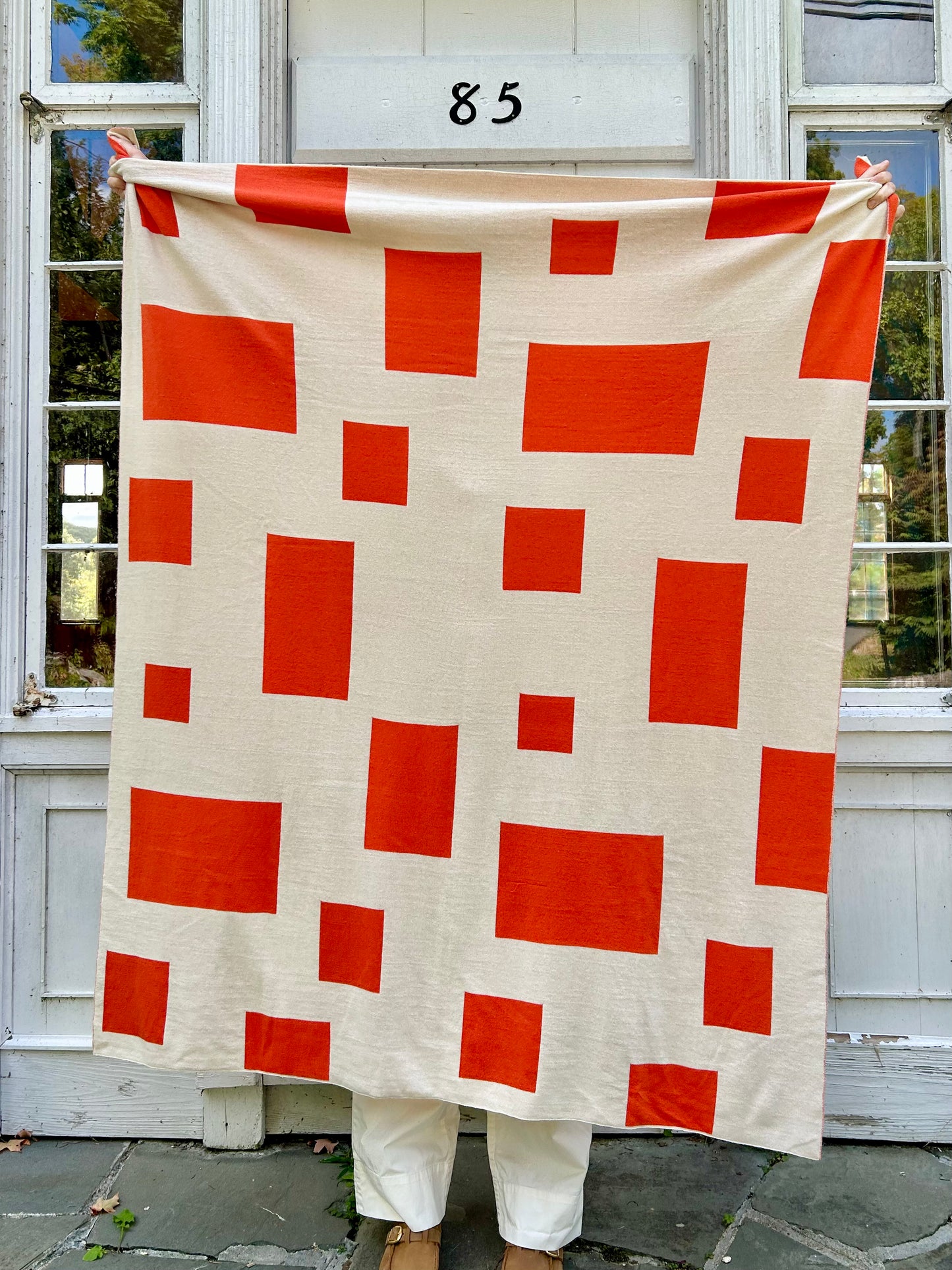 Throw Blanket, Composition, Tomato/White