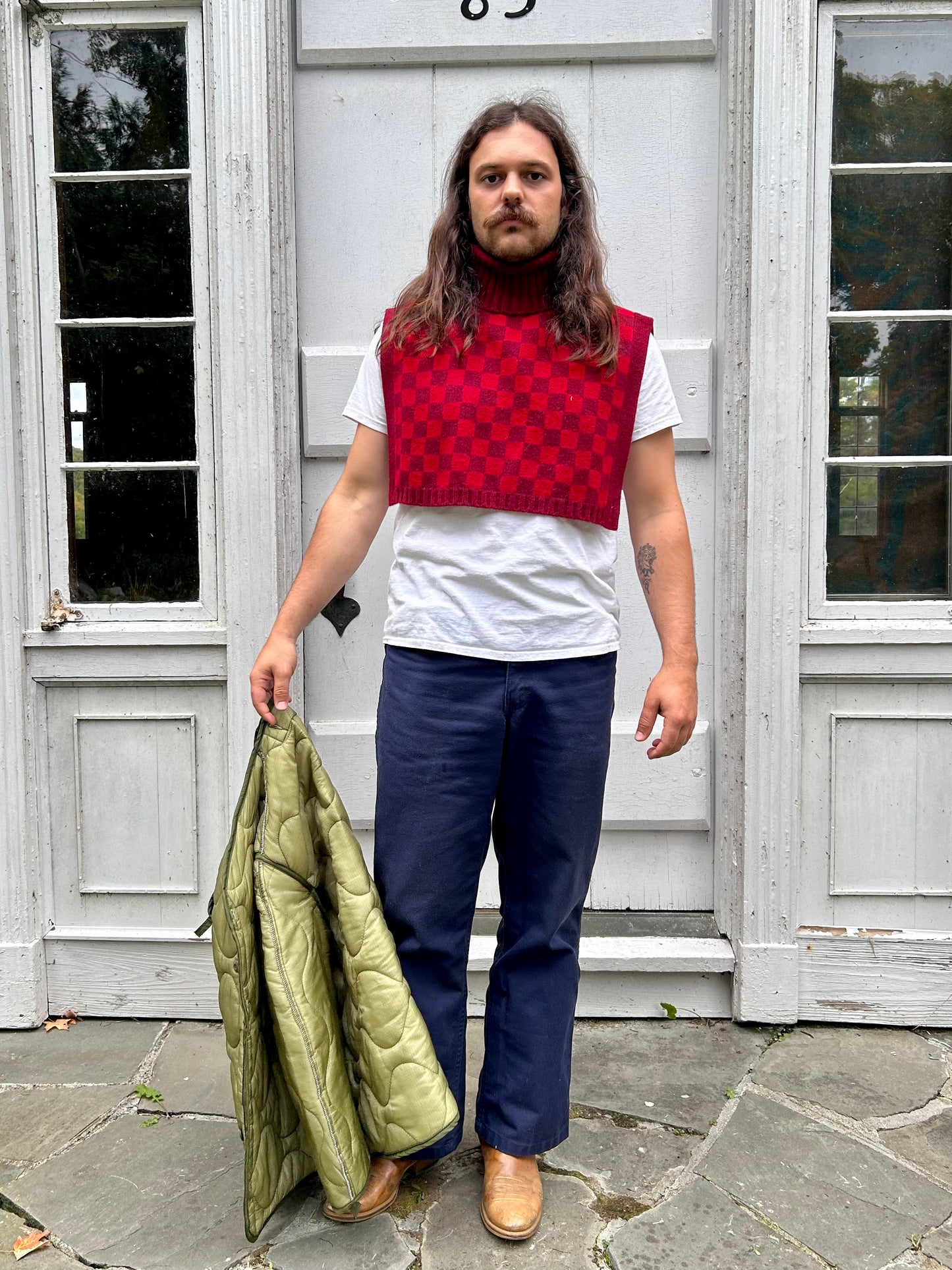 Bib, Checker, Crimson/Red