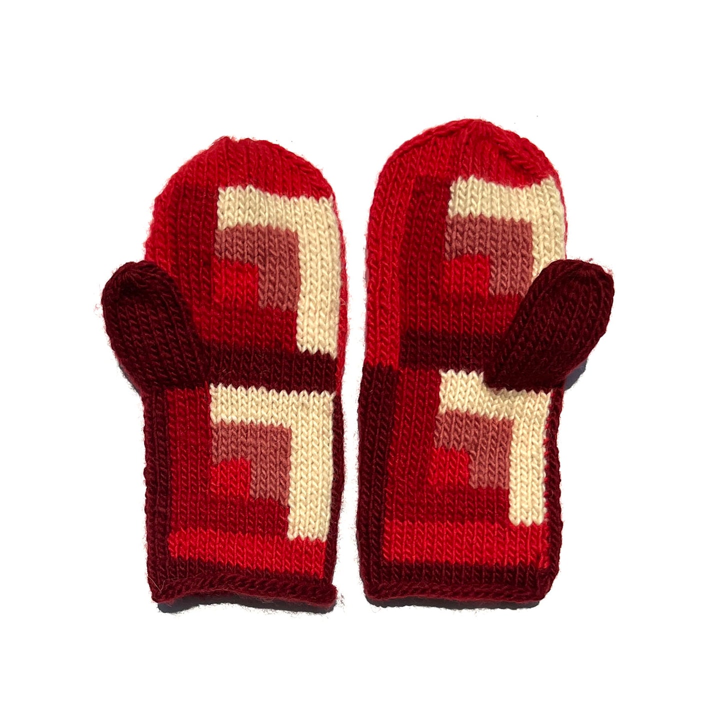 Mittens, Log Cabin, Red