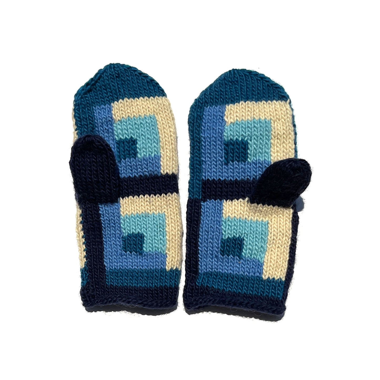 Mittens, Log Cabin, Blue