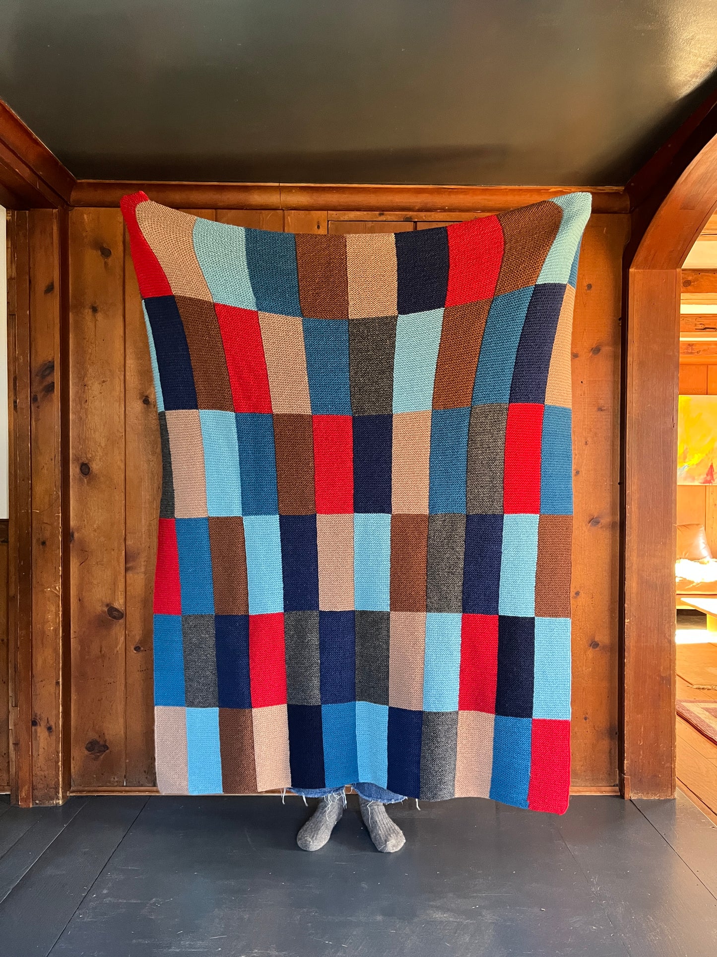 Blanket, Garter Stitch, Brown Multi