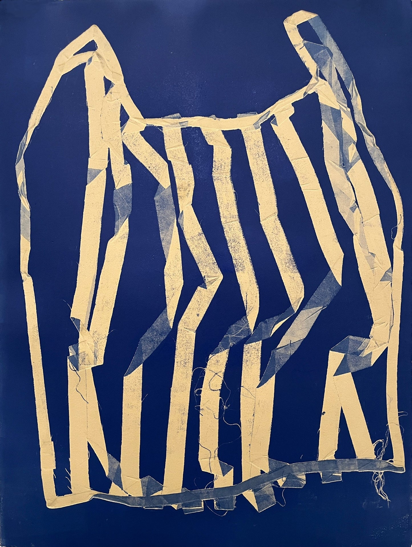 Janis Stemmermann Monoprint, Blue Stripe No.3