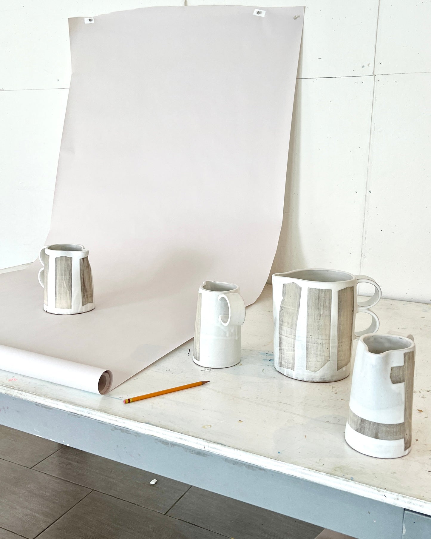 Painter Tape Pitcher, Medium White