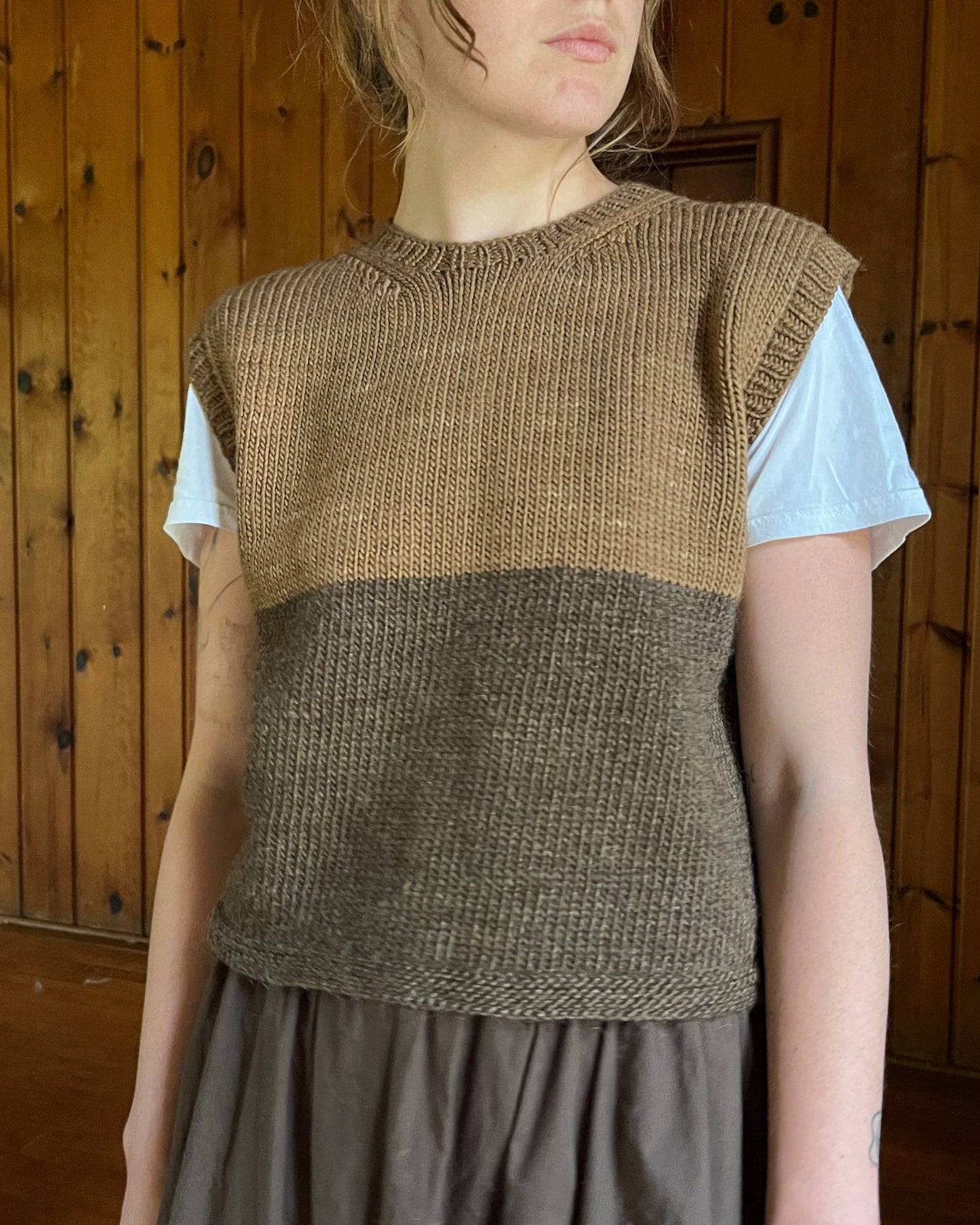 Vest, Color Block, Black Walnut, PRE-ORDER