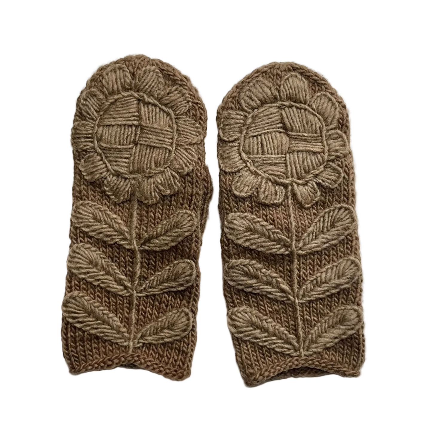 Mittens, Flower, Black Walnut