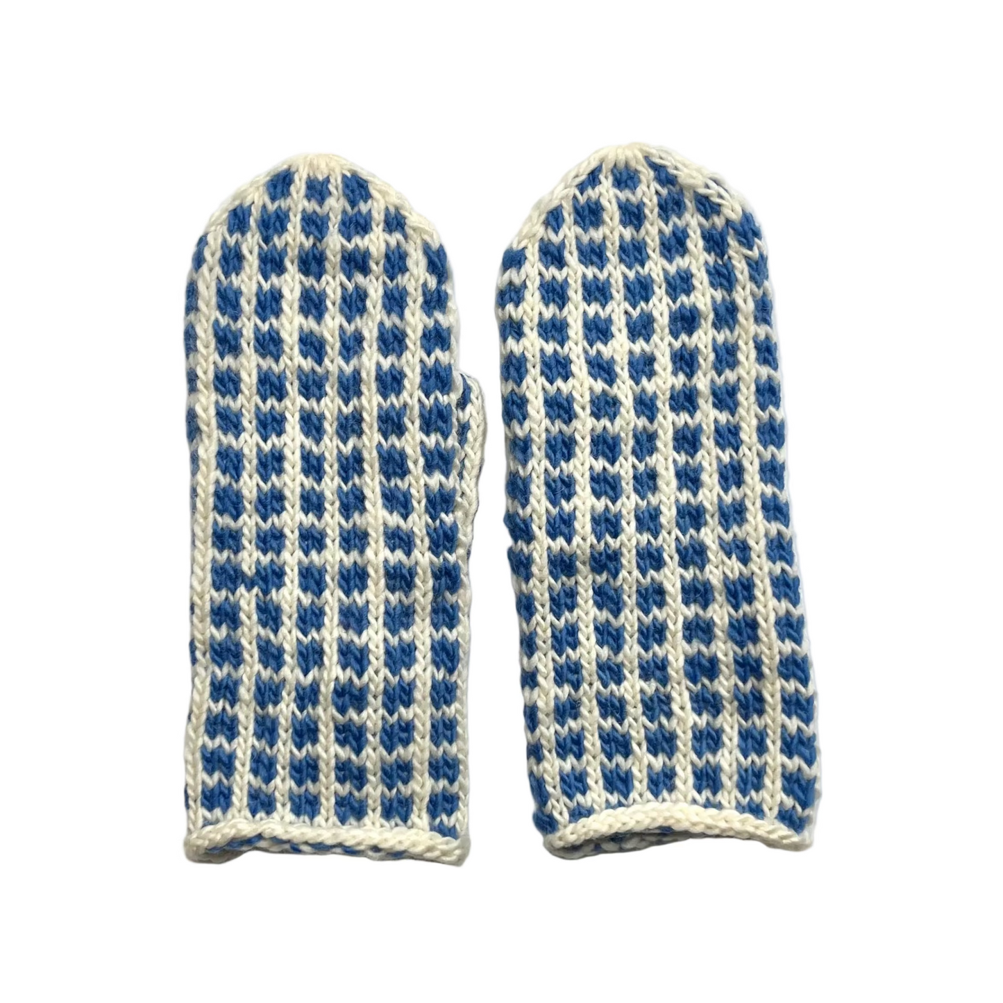 Mittens, Grid, Blue