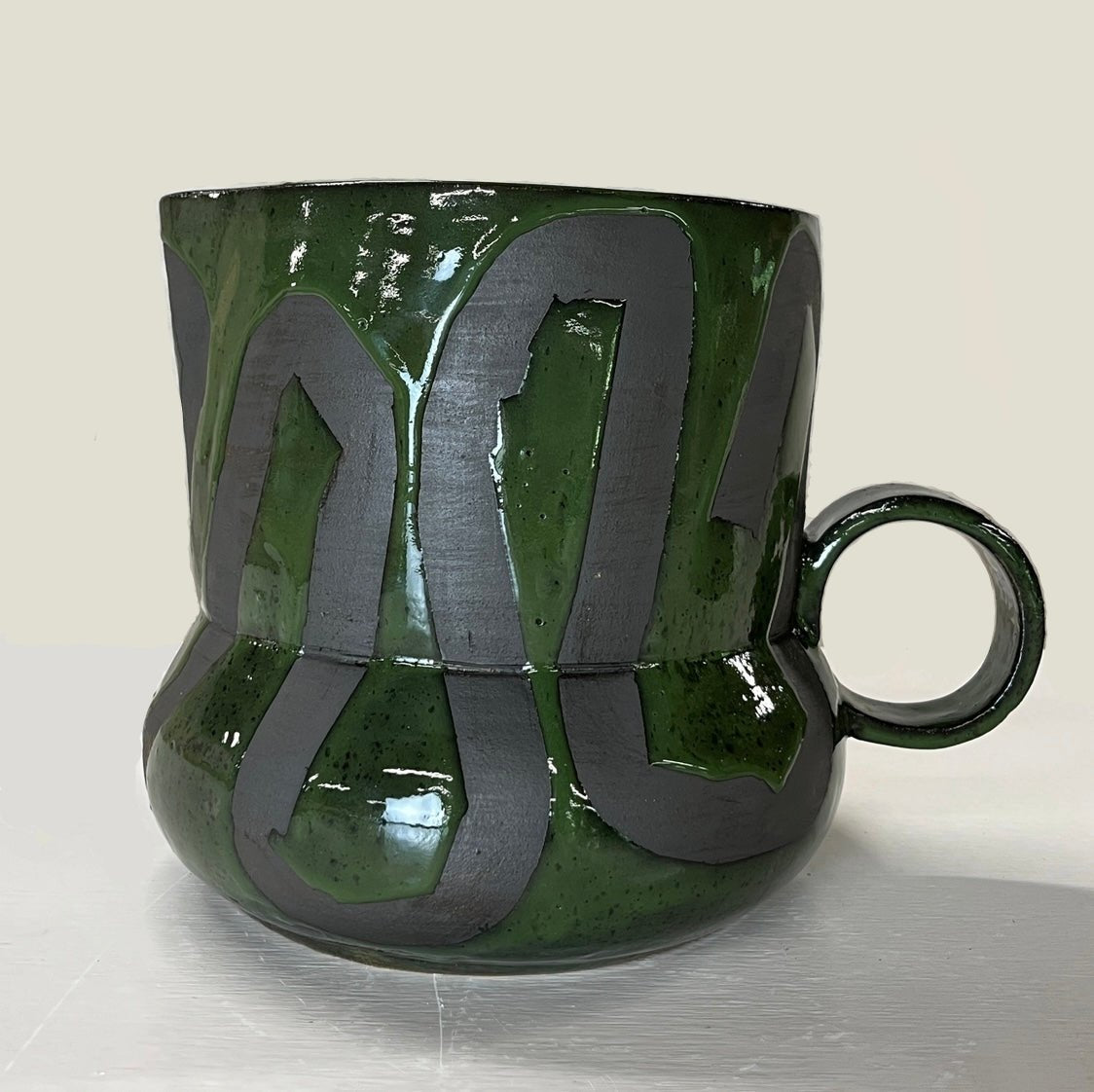 Large Pitcher, Ribbon Green/Black