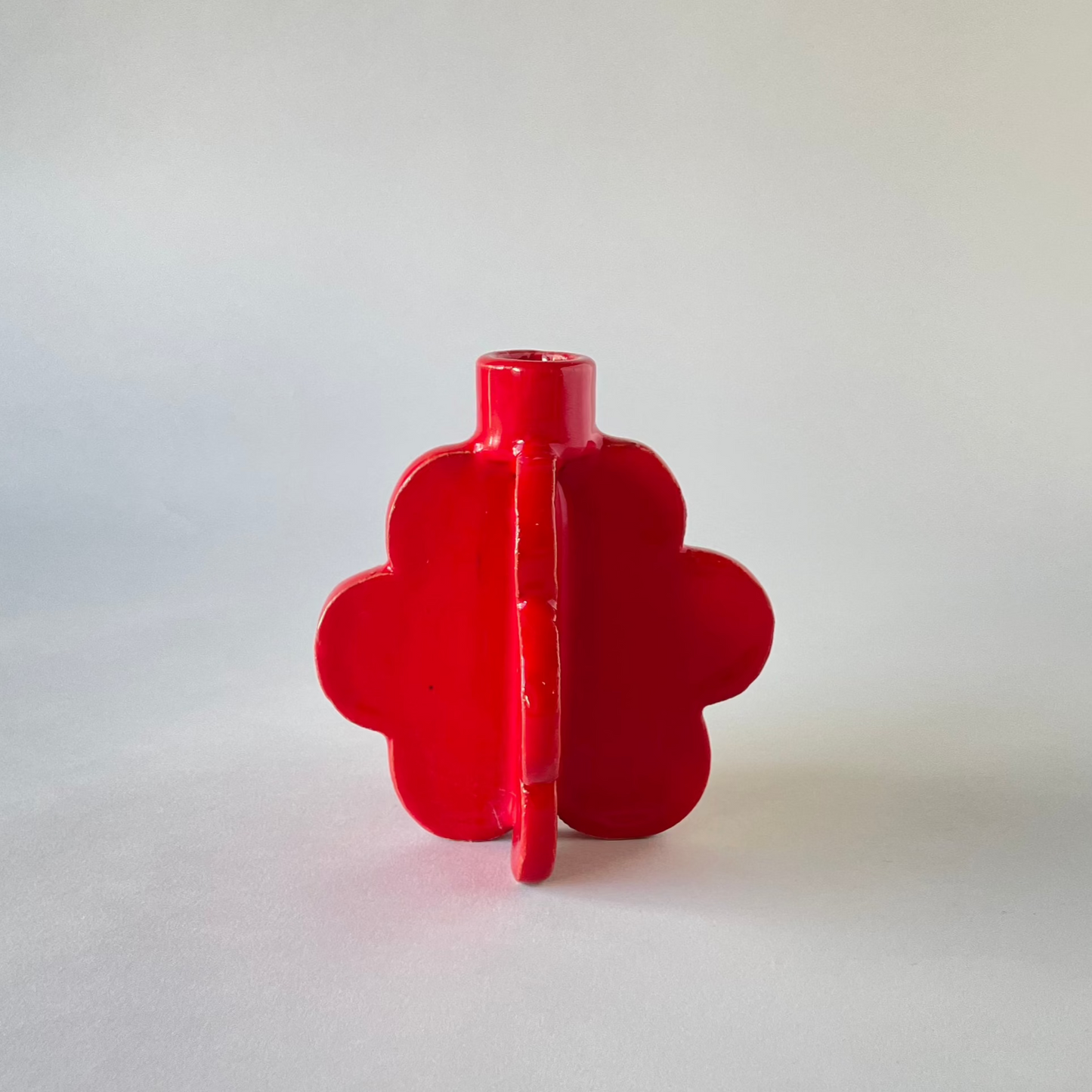 Double Flower Candle Holder, Red