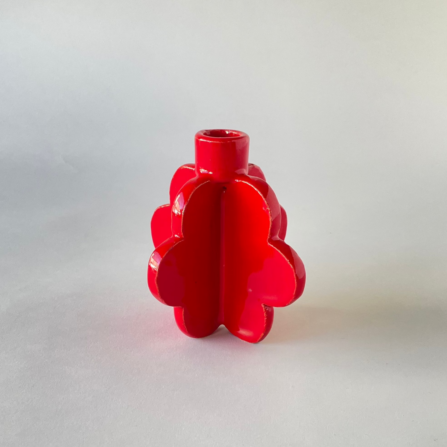 Double Flower Candle Holder, Red