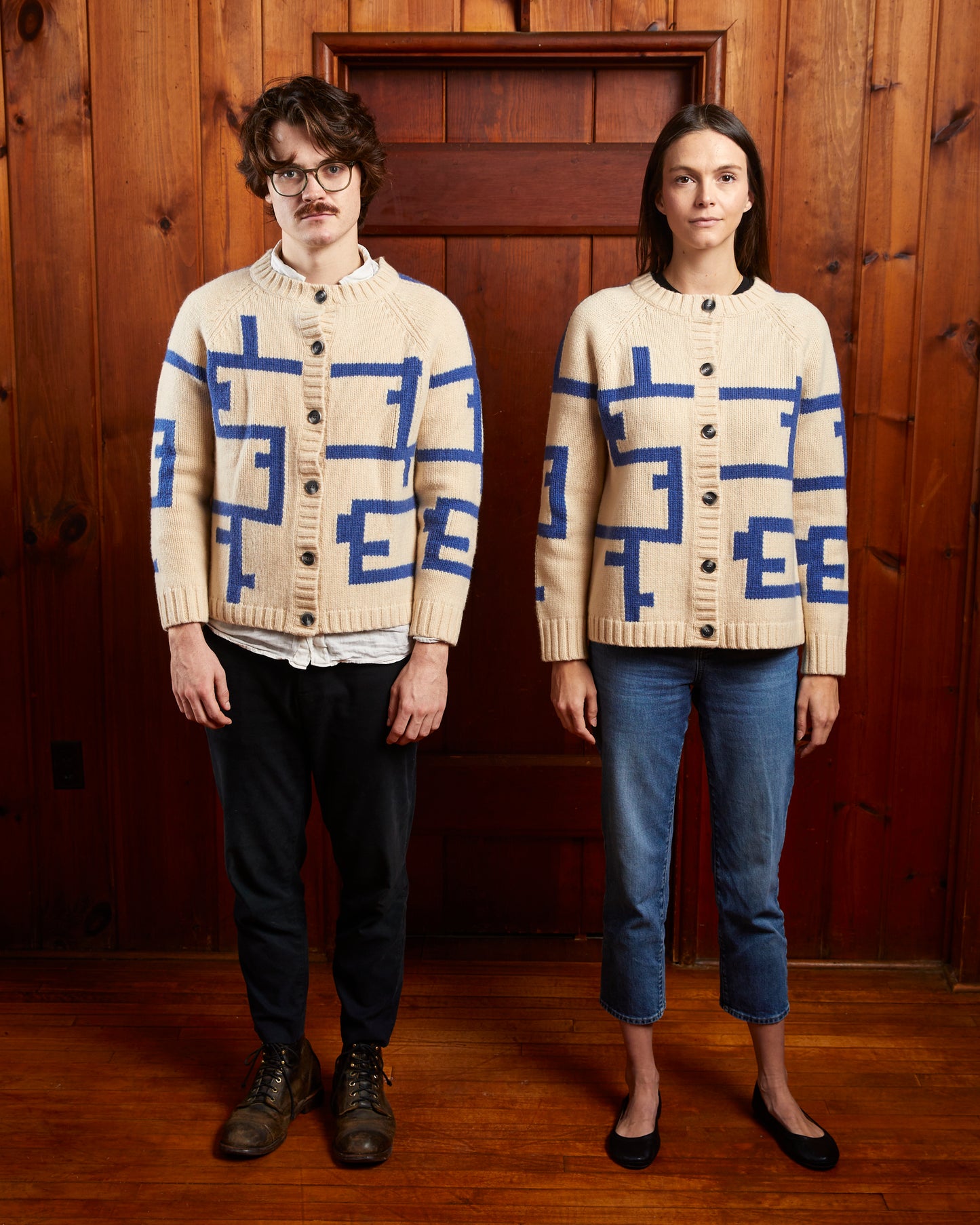 Cardigan, Painter Tape, White/Blue