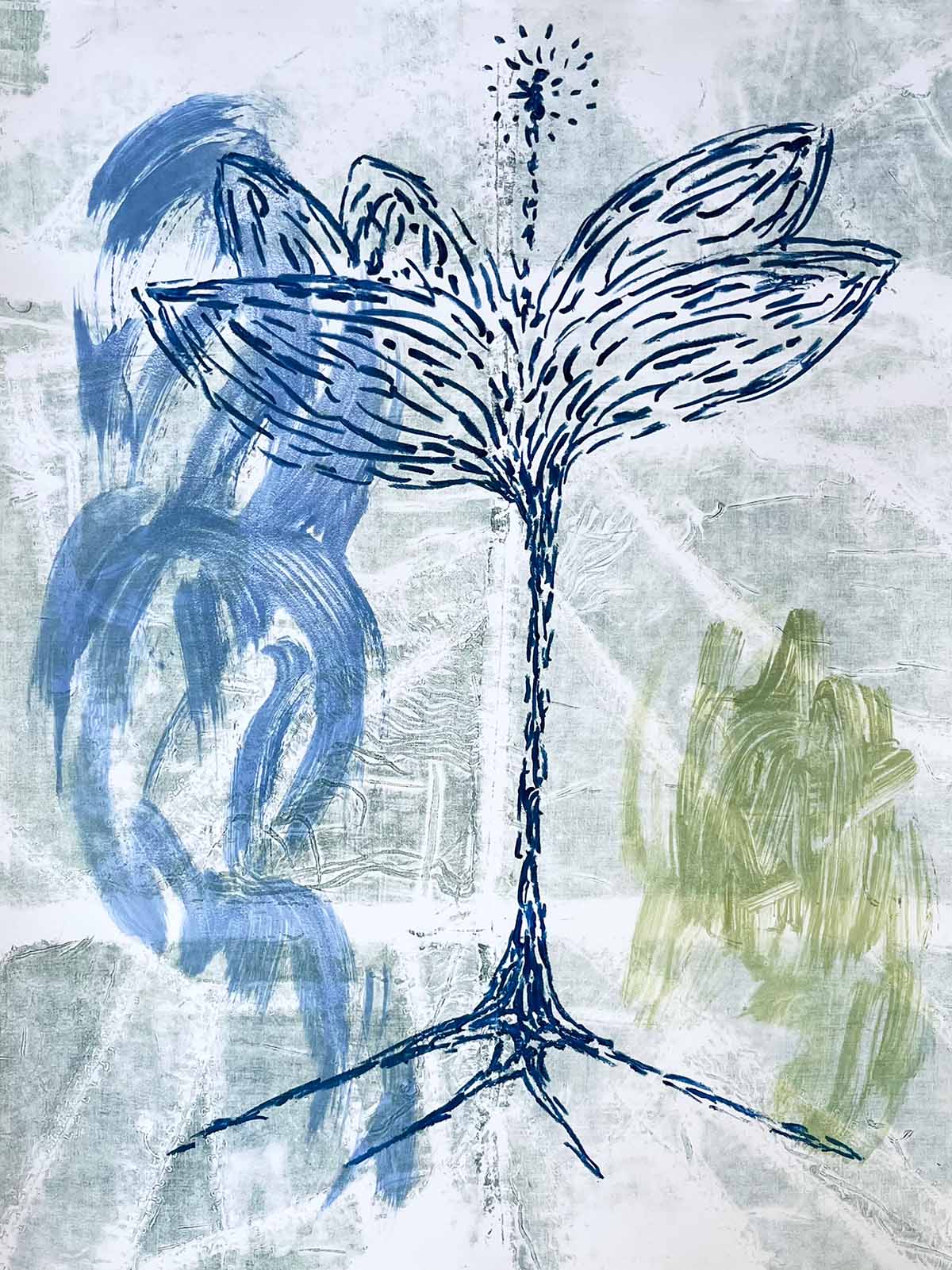 Lawre Stone Monoprint, Vegetal Turn No. 1