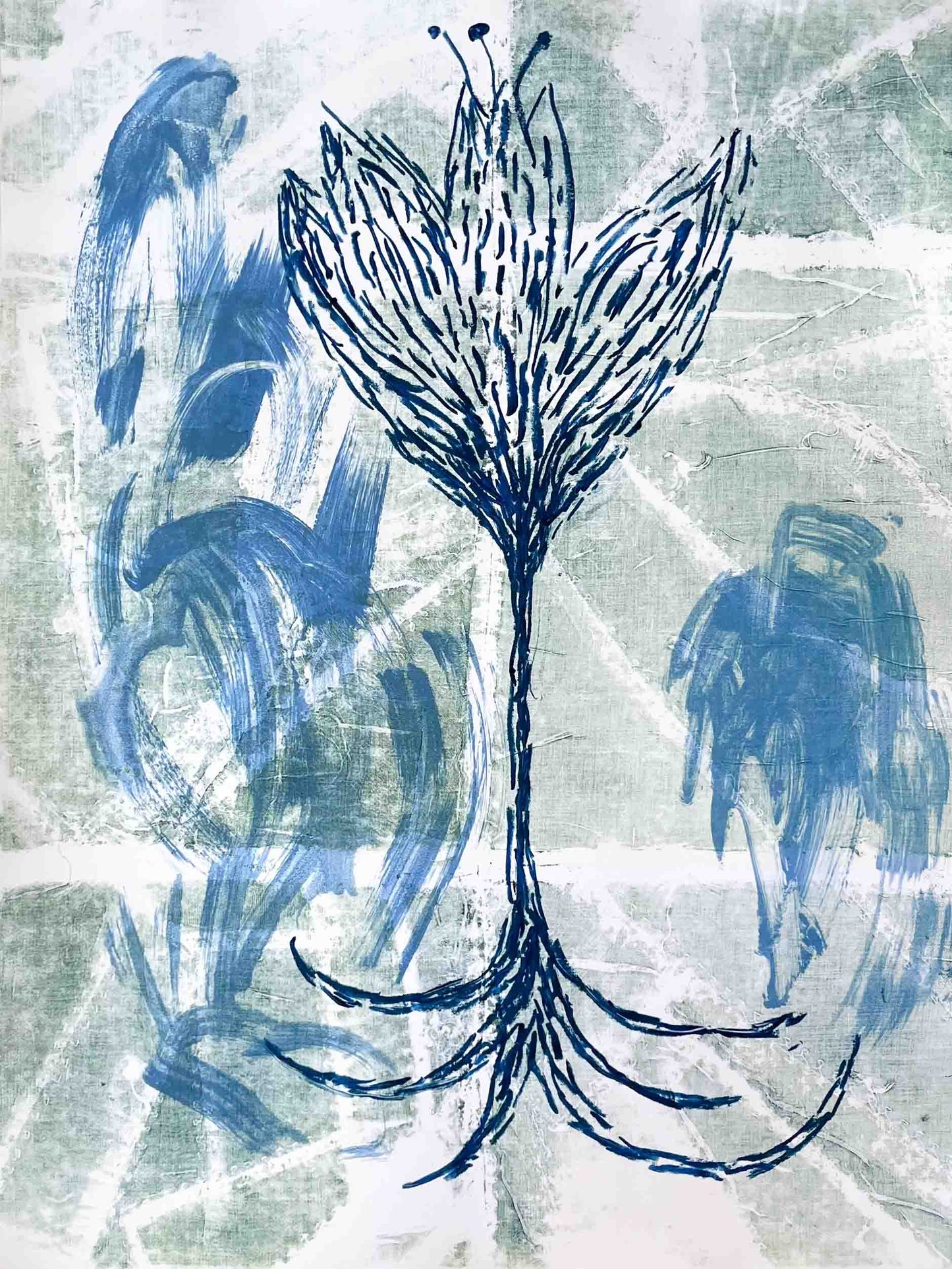 Lawre Stone Monoprint, Vegetal Turn No. 4