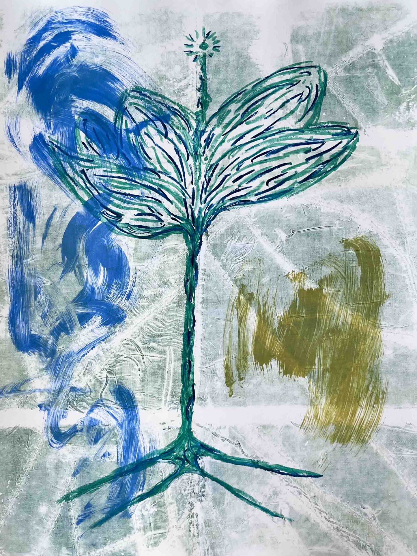 Lawre Stone Monoprint, Vegetal Turn No. 7