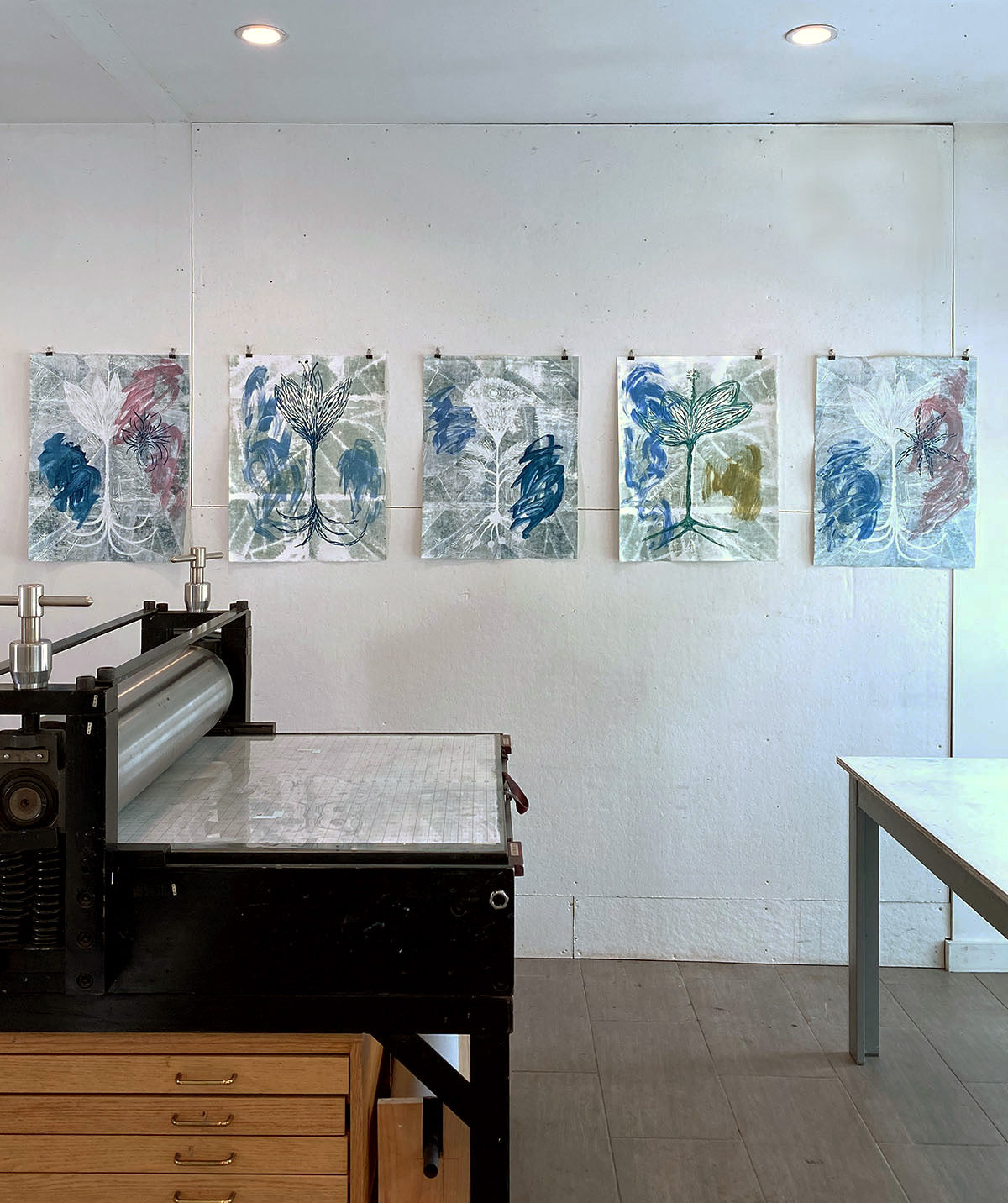 Lawre Stone Monoprint, Vegetal Turn No.2, Framed