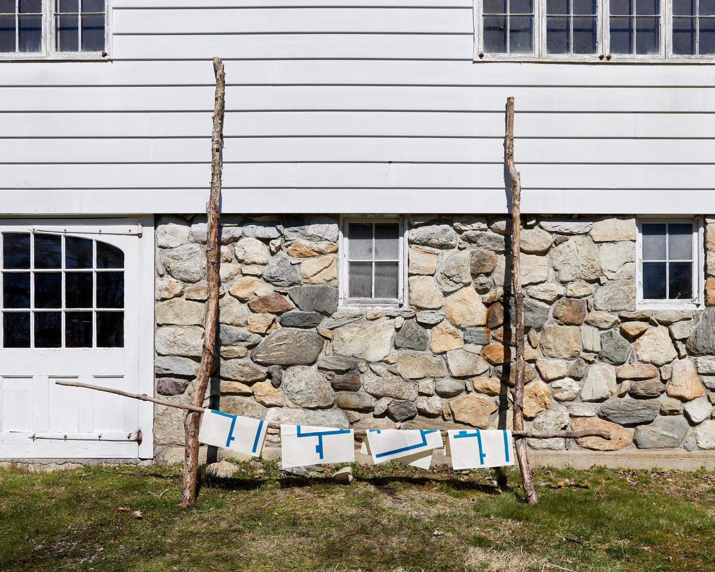 Painter Tape Linen Napkin Set(4), White