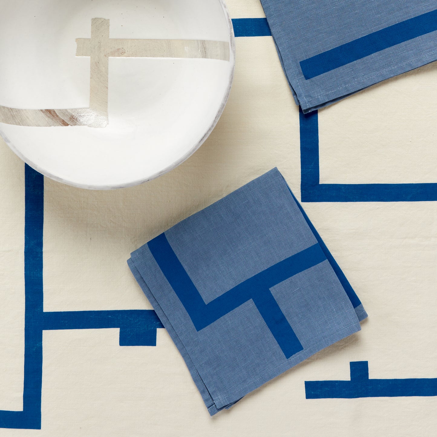 Painter Tape Linen Cloth, Blue 84X57