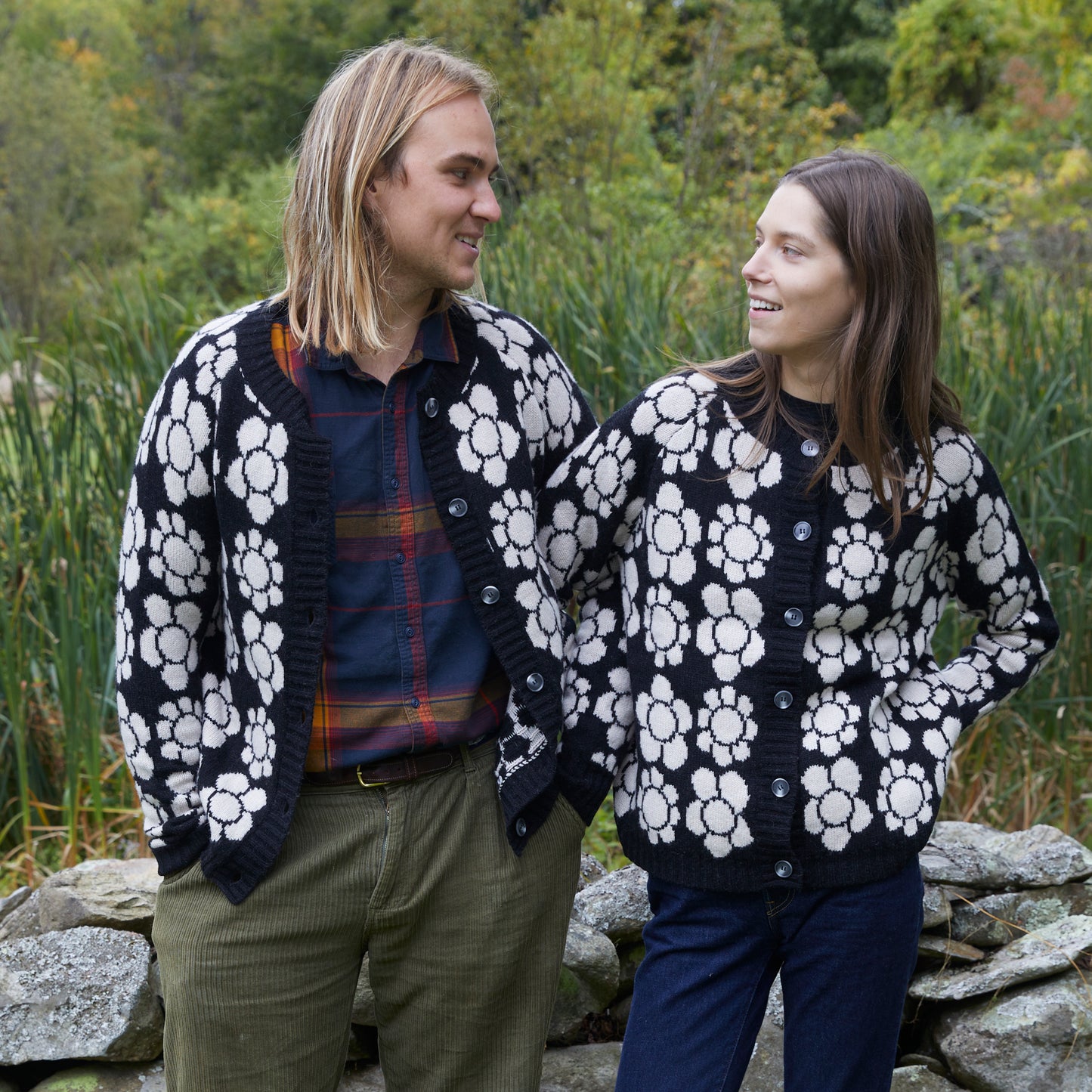 Cardigan, Flower Tile, Black