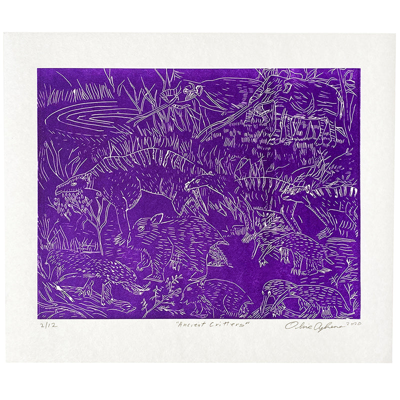 Olive Ayhens, Linoleum Block Edition, Ancient Critters