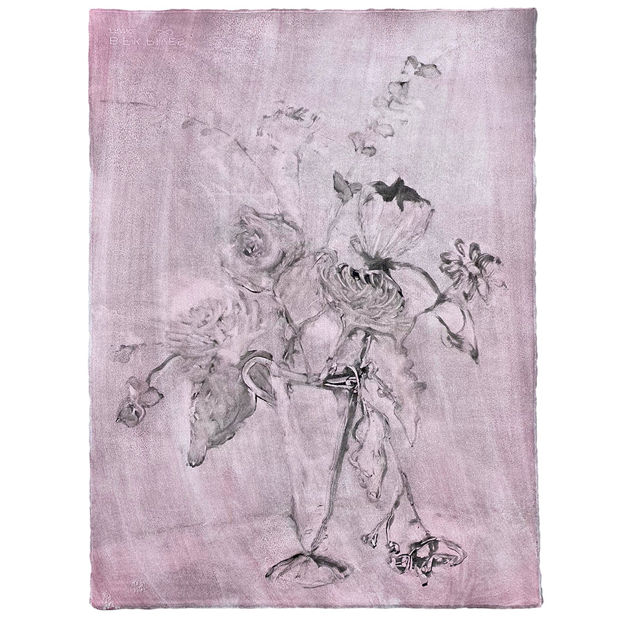 Wendy Small Monotype, Vase with Flowers no. 08