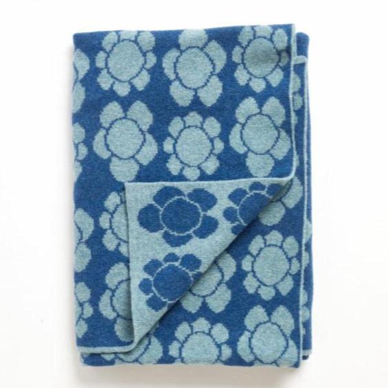 Blanket, Blue Flower Tile Throw