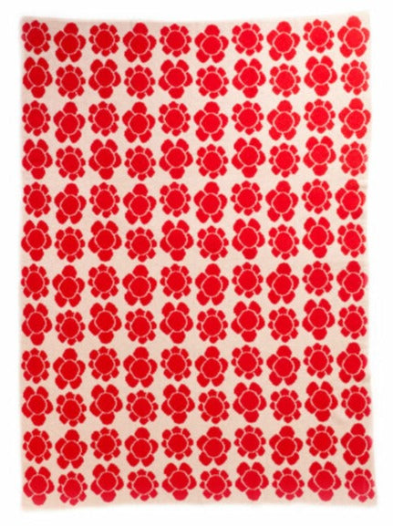 Throw Blanket, Red Flower Tile