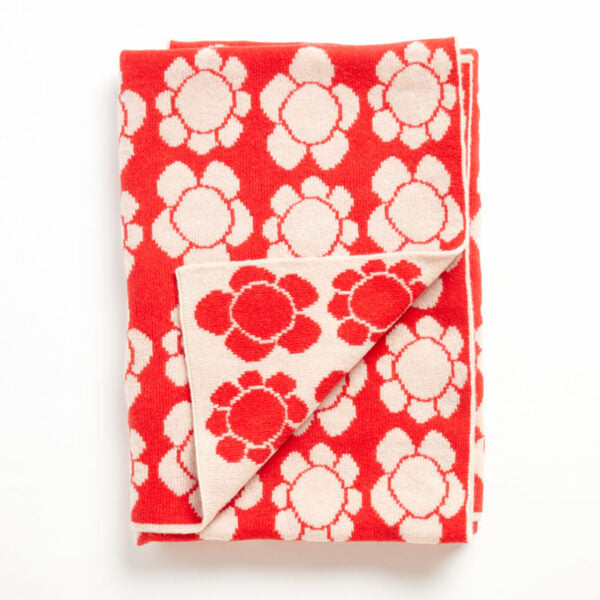 Throw Blanket, Red Flower Tile