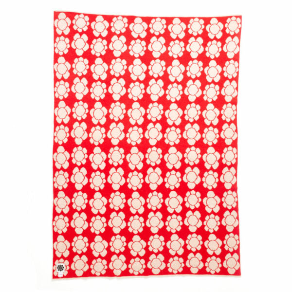 Throw Blanket, Red Flower Tile