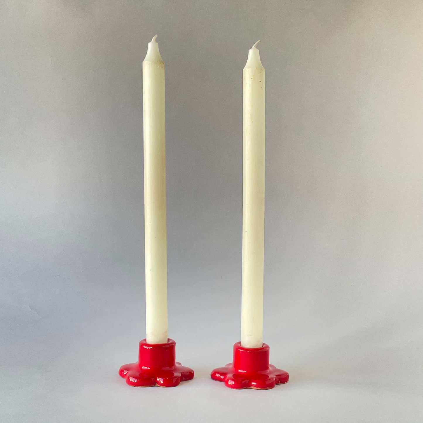 Flower Candle Holder, Red