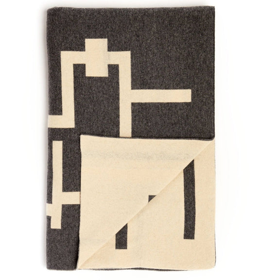 Throw Blanket, Painter Tape, Grey/White