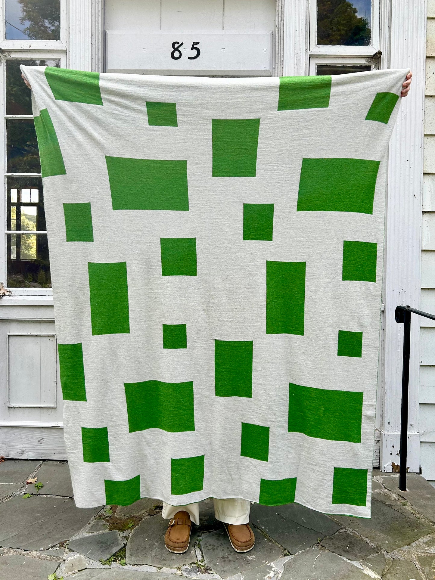 Throw Blanket, Composition, Green/Silver