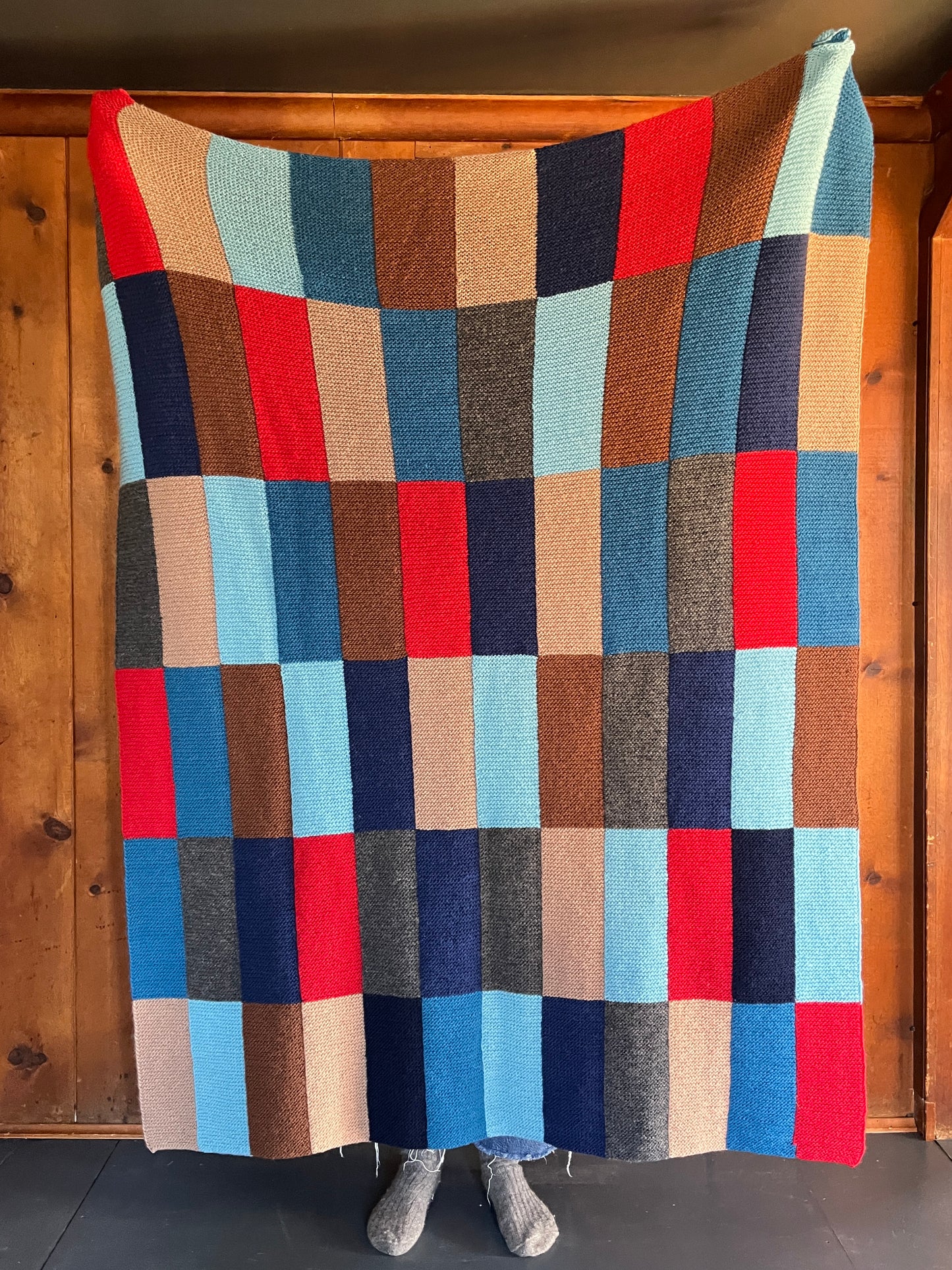 Blanket, Garter Stitch, Brown Multi