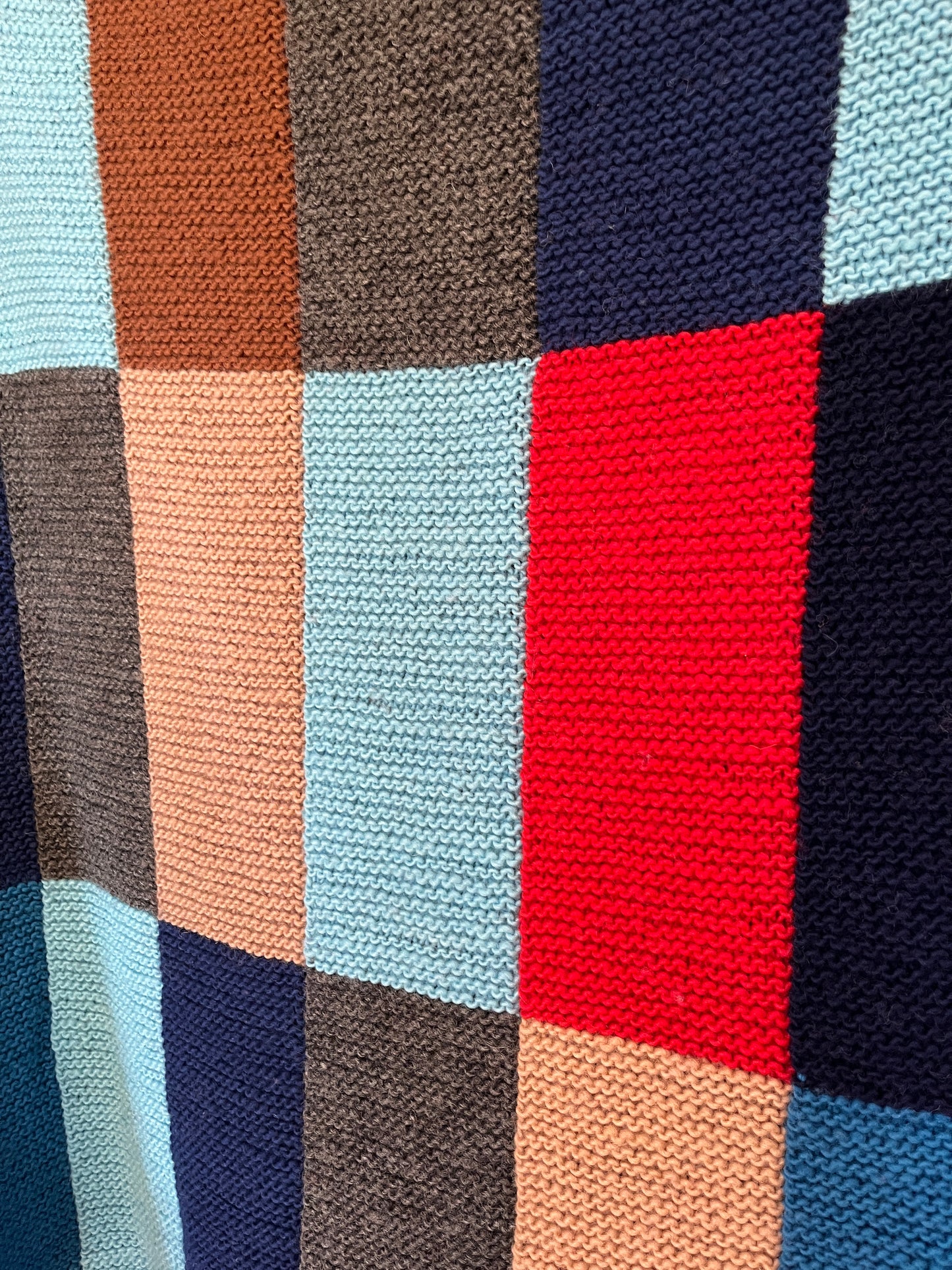 Blanket, Garter Stitch, Brown Multi