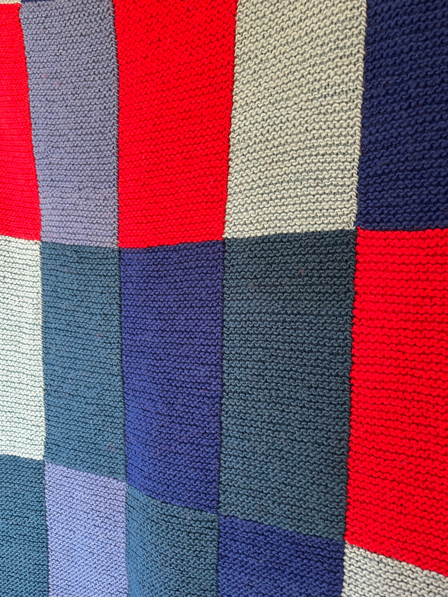 Blanket, Garter Stitch, Blue Multi