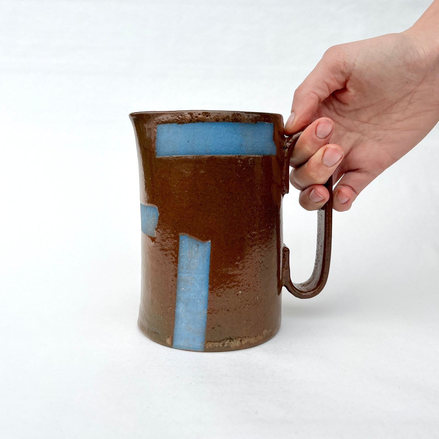 Blue Tape Tape Pitcher, Small, Brown/Blue