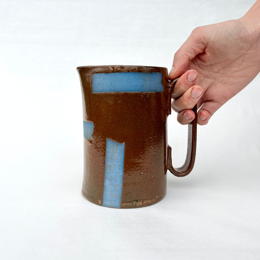 Blue Tape Tape Pitcher, Small, Brown/Blue