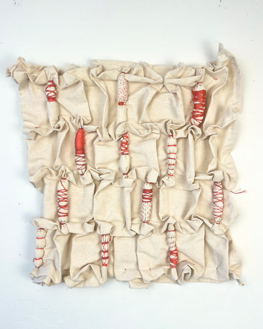 Annie Coggan, Smocked Sampler, Red