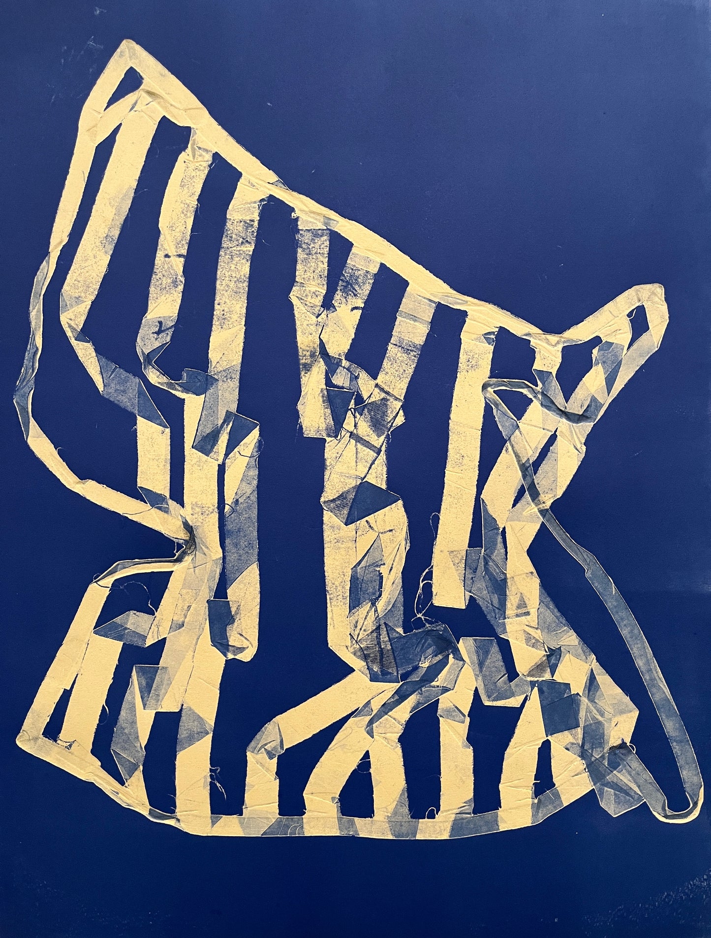Janis Stemmermann  Monoprint,  Blue Stripe No.4