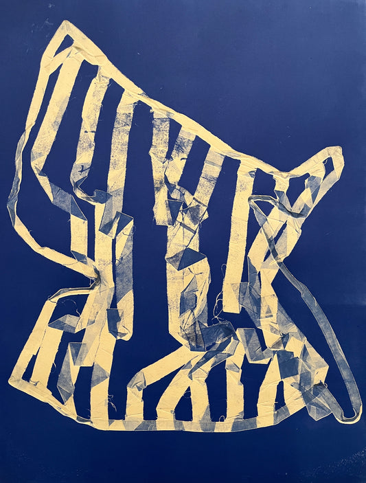 Janis Stemmermann  Monoprint,  Blue Stripe No.4