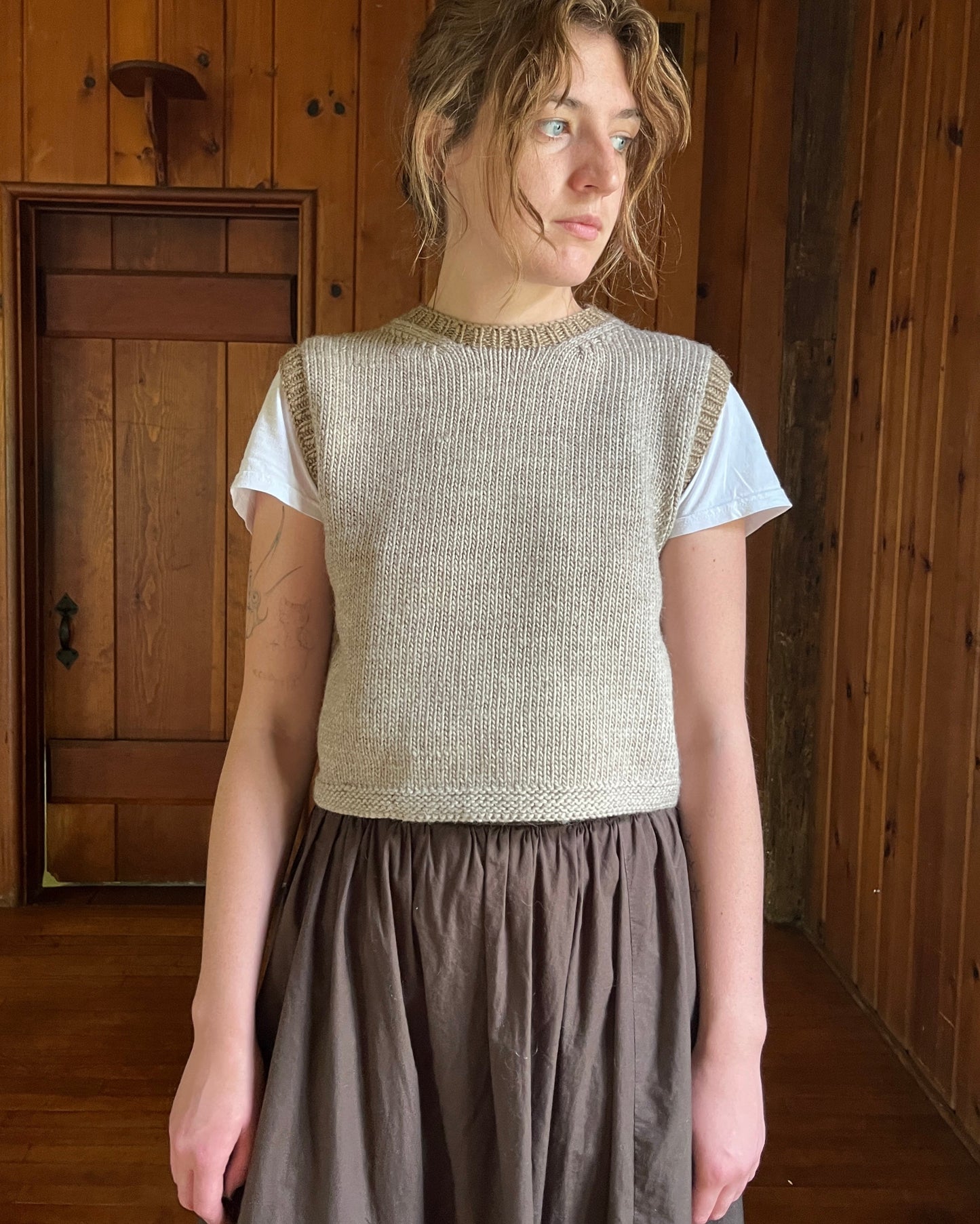 Vest, Black Walnut Trim, Stone, PRE-ORDER