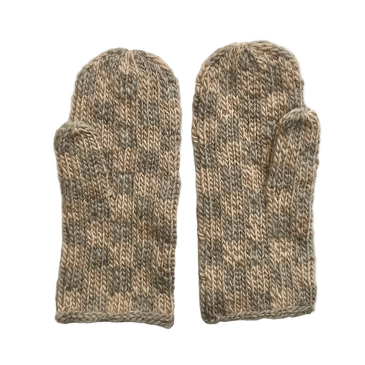 Mittens, Checkerboard, Black Walnut Grey