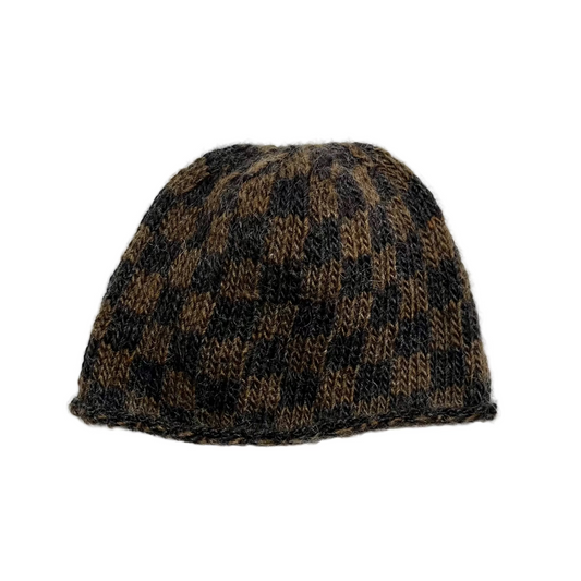 Hat, Checkerboard, Charcoal Brown