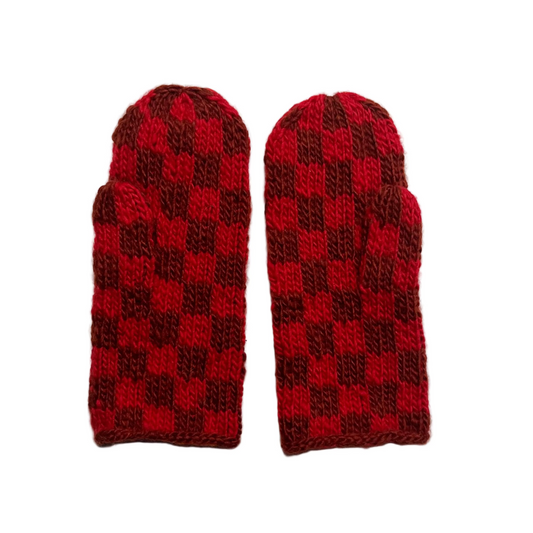 Mittens, Checkerboard, Red Red